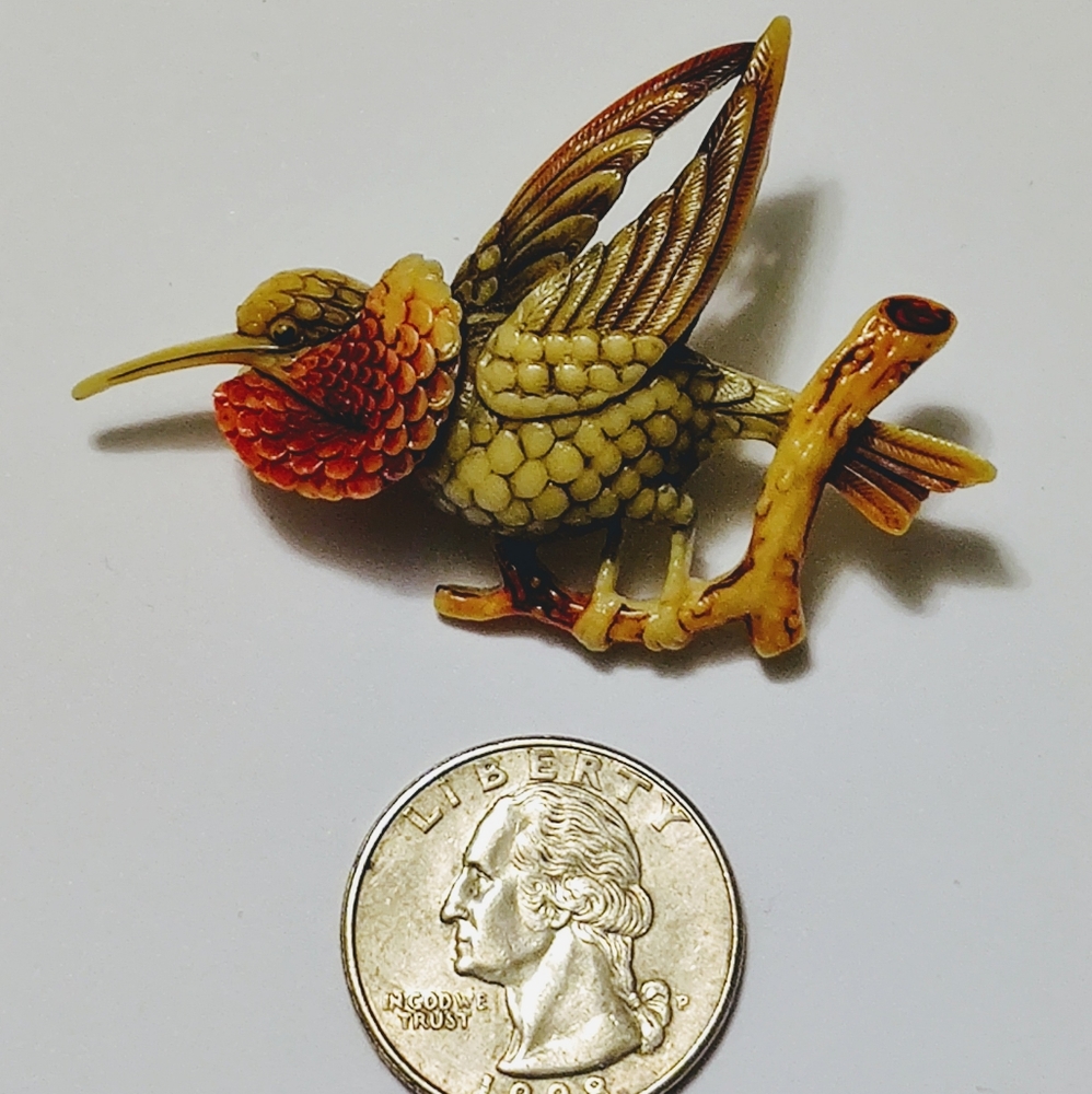 Vintage Plastic Bird Brooch